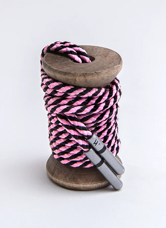 Pink & Black Striped Dress Laces