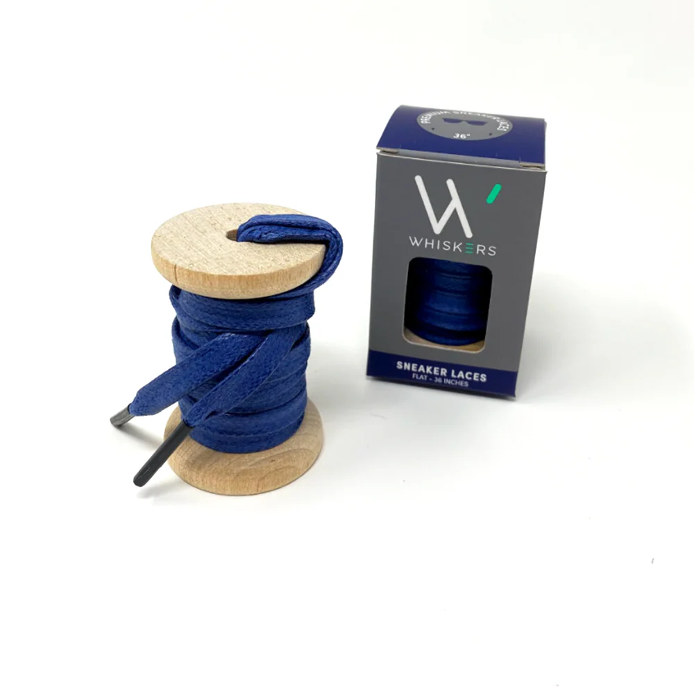 Solid Navy Glazed Sneaker Laces - Image 2